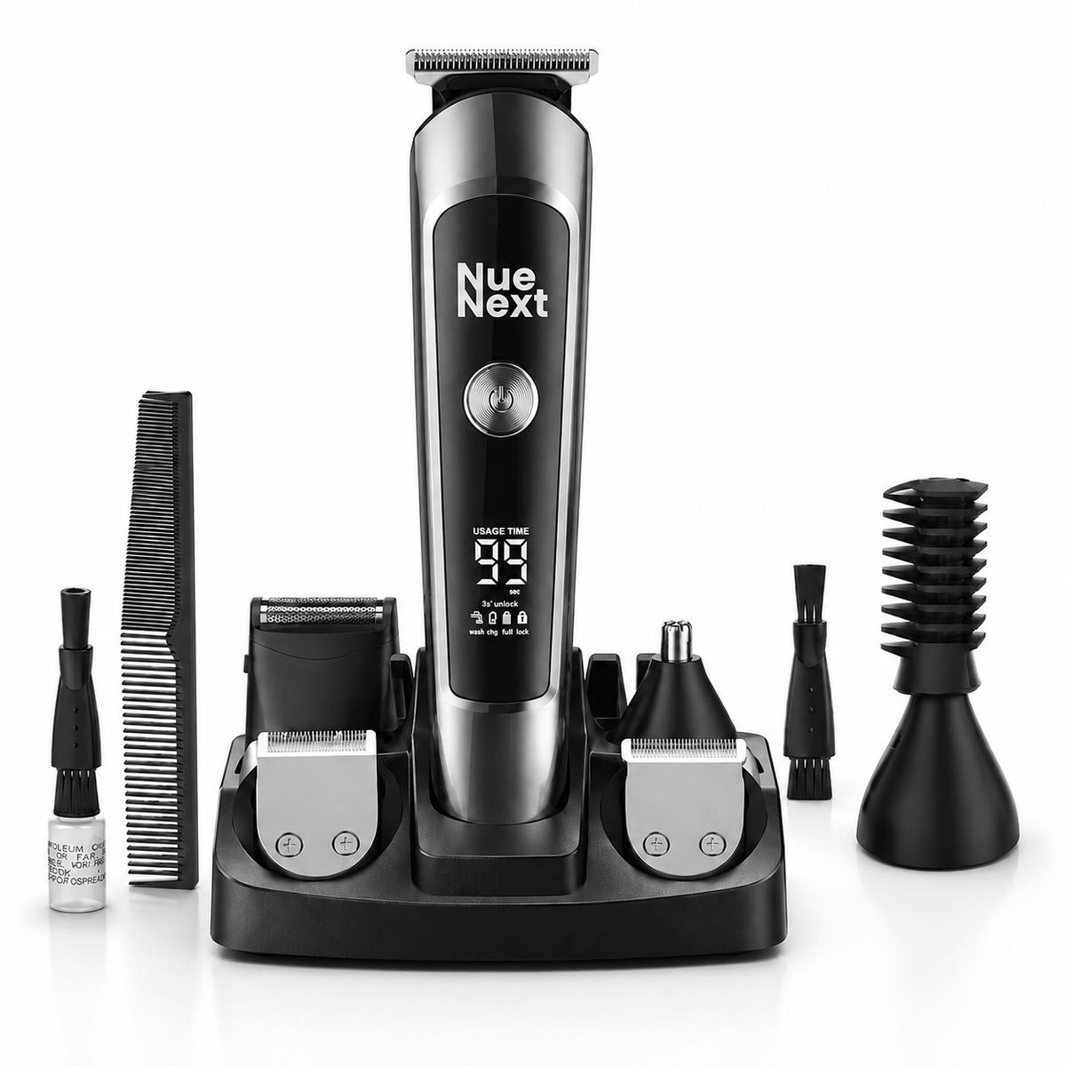 NueNext Men ProGroom 6-in-1 baardtrimmer en bodygroomer met opzetstukken